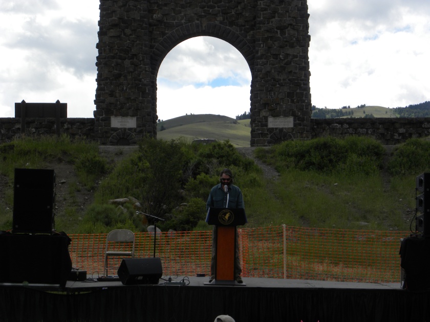 The event at Arch Park.  YNP historic arch in background
